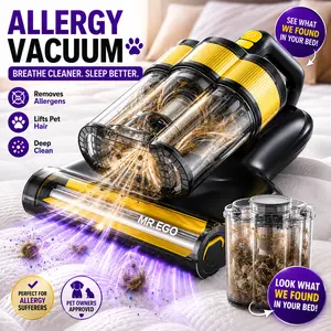 【FathersDayGift】Mr.ego Cordless Carpet & Upholstery Cleaner, 16kPa Ultra-Deep Suction Bed Vacuum with LED Digital Mite Display, 2-Speed Bacteria Killer, Dust & Odor Remover for Mattresses, Sofas, Couches, and Rugs#SummerWins #DealsForYouDays