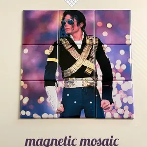 Set 9 pcs Michael Jackson Magnet Set | Handmade Fridge Magnets | King of Pop Gift for Fans |  MJ magnetic mosaic