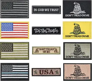 12PCS American Flag Patches Bundle, Tactical Morale Patches Full Embroidery Loop and Hook Fasten Patches Set for Caps, Bags, Backpacks, Harness, Vest, Military Uniforms,Tactical Gears Etc