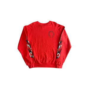 1049068 Chrome Hearts Chomper Flag Red Crewneck