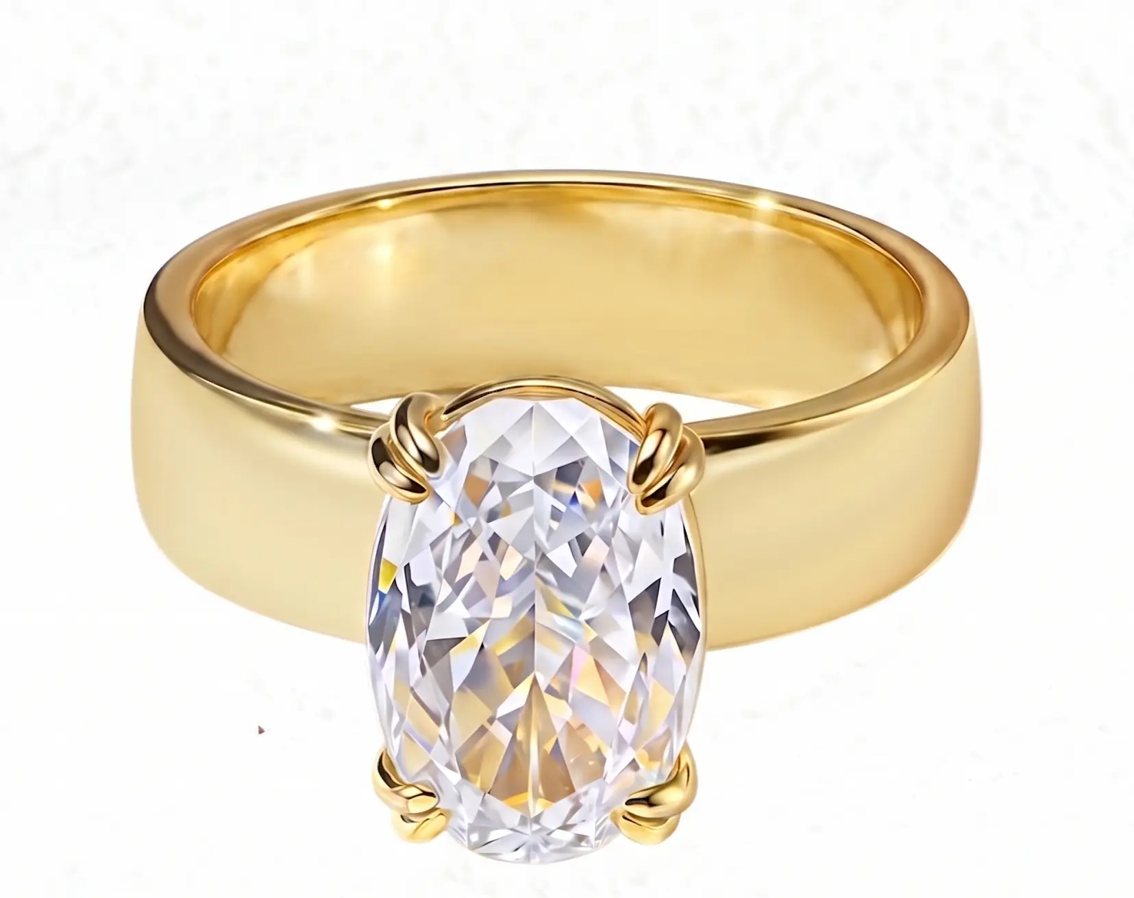 PYREIA 14K Gold Plated Oval Ring ,Your Perfect Everyday & Travel Ring,Promise Ring for Daily,Travel,Proposal,Wedding,Birthday,Anniversary