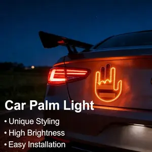 Car Hand Gesture LED Warning Light, Rear Window Safety Taillight Sticker, Quick Paste Installation Automotive Accessory, Road Safety Sign for All Vehicles