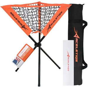 ACELETIQS Baseball Softball Portable Batting Practice Ball Caddy, Use During Training and Drills, Save Your Back No More Bending, Holds up to 60 Baseballs, Instant Setup (3 Leg)