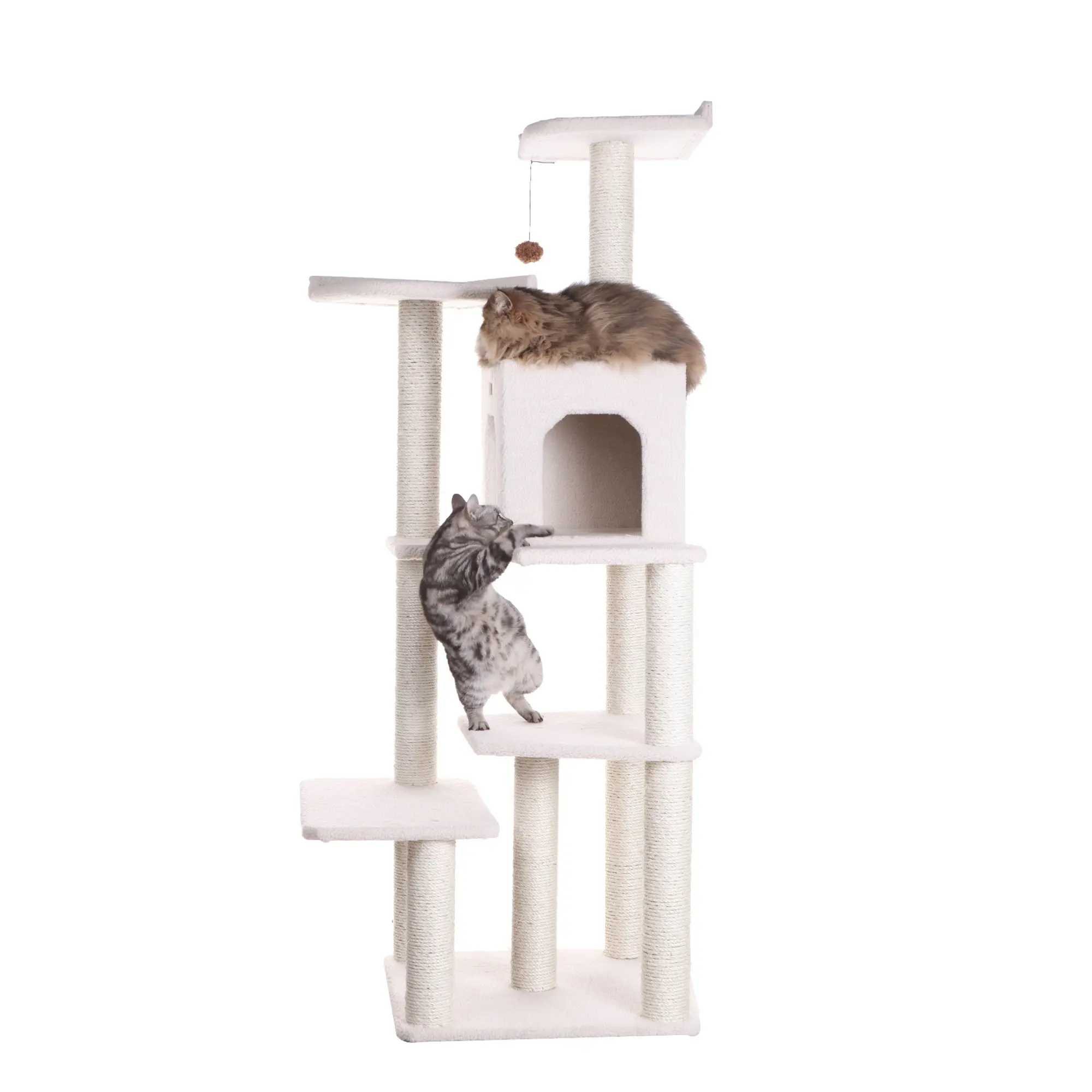 Armarkat B6802 Classic Real Wood Cat Tree, 6 Levels with Condo and 2 Perches, Ivory