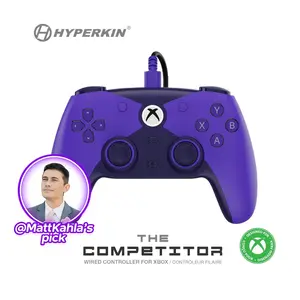 Hyperkin The Competitor Wired Controller for Xbox Series X|S, Xbox One & PC with Hall Effect Joysticks & Impulse Triggers; Symmetrical Layout & Precision D-Pad - Murasaki (Purple)