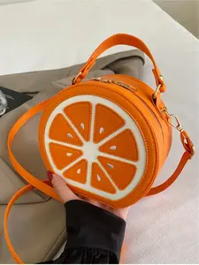 Cute girl fresh and fashionable mini crossbody bag cartoon fruit watermelon bag creative niche design shoulder bag zipper closure suitable for shopping, leisure outing, party, female gift