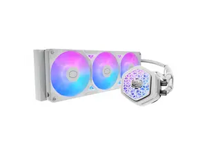 Cooler Master Atmos II 360 White VRM Fan FreeForm 2.0  AIO CPU Liquid Cooler, VRM Fan, Dual Chamber Pump, 400mm Tubing, SickleFlow Edge 360 ARGB PWM, R9|Ultra 9, AMD Ryzen AM5, Intel LGA 1851 Platform