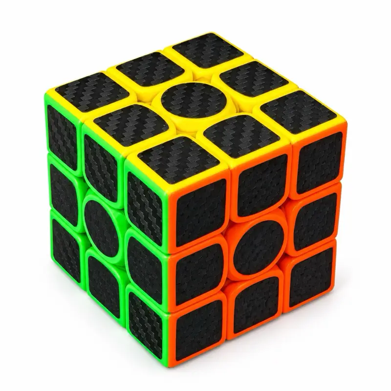 Rubik's Cube 3x3 - Carbon Fiber Look Colorful Puzzle Toy for Kids, Ideal for Brain Teasers and Entertainment, Magic Speedcube for Toys & Hobbies