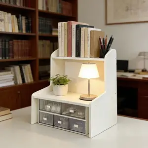 Multi-Purpose Style Desktop Organizer, Multi-Layer Wave Edge Storage Rack, Mobile Bookshelf, Desk Tidy, Suitable for Study Desk Office Makeup Bedroom Living Room