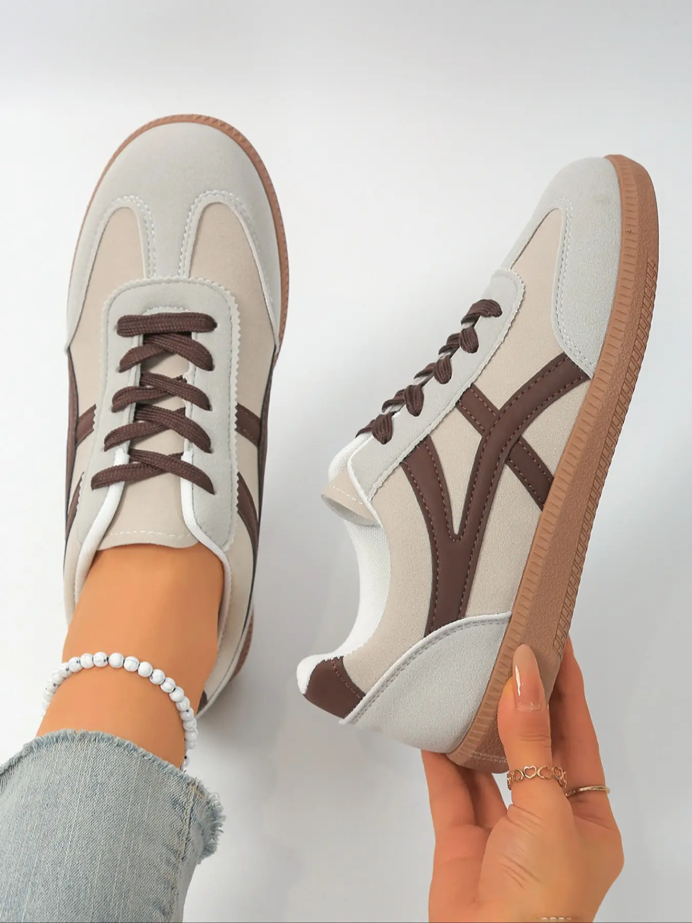 Women's Casual Patchwork Sneakers, Fashion Walking Shoes, Comfortable Low Top Skateboard Shoes, Multifunctional College Style, Breathable Textile, Round Toe Sneaker, Lightweight Breathable Sneakers