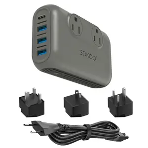 Universal Travel Adapter 230W 220V to 110V Step Down Voltage Converter with USB-C Port for USA Appliances in Europe AU UK Hong Kong Patented Design