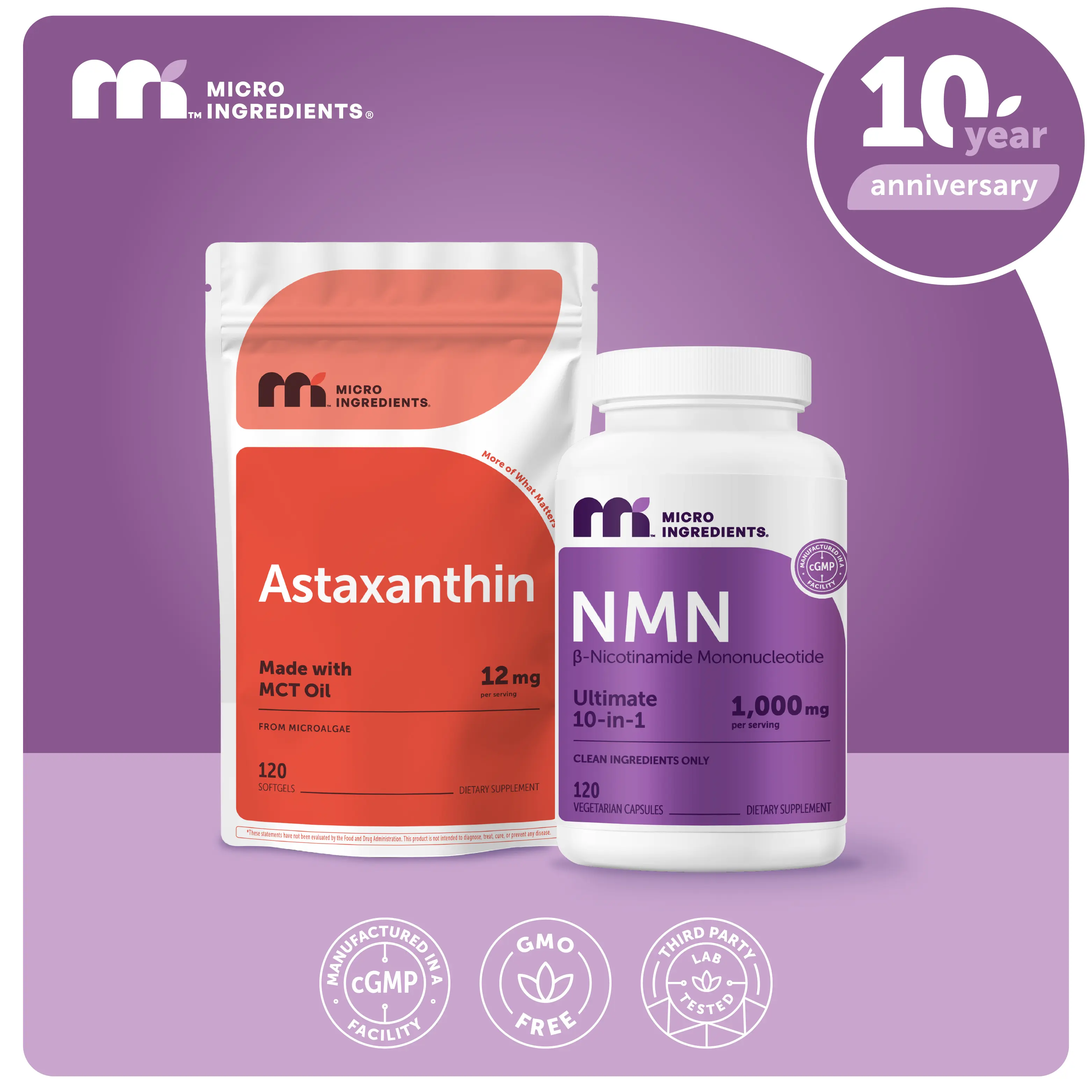 Brooke's Anti-Aging Bundle: NMN Complex 1000mg 120 Capsules & Astaxanthin 12mg 120 Softgels Brooke's Anti-Aging Bundle: NMN Complex 1000mg 120 Capsules & Astaxanthin 12mg 120 Softgels