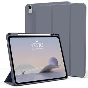 Case for iPad Air 11-inch M3/M2 (2025/2024), iPad Air 5th/4th Generation (2022/2020) 10.9-inch, Auto Sleep/Wake Slim Trifold Stand Case with Pencil Holder, Soft TPU   Cover, Purple