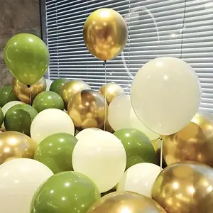 15 Pieces, Vintage Green Gold White Balloon Set, perfect for birthday, wedding, Valentine's Day, Thanksgiving, Christmas, New Year, house decoration, scene decoration, balloon party. Easter Gift