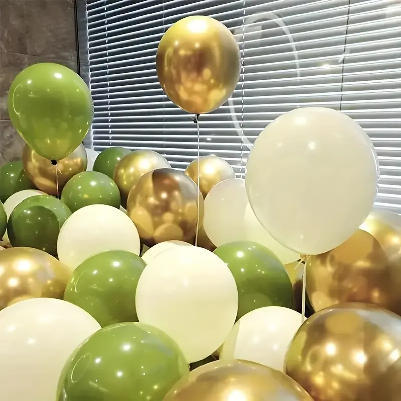 15 Pieces, Vintage Green Gold White Balloon Set, Balloon Garland, perfect for birthday, wedding, Valentine's Day, Thanksgiving, Christmas, New Year, house decoration, scene decoration, balloon party. Easter Gift, Balloon Garland Kit