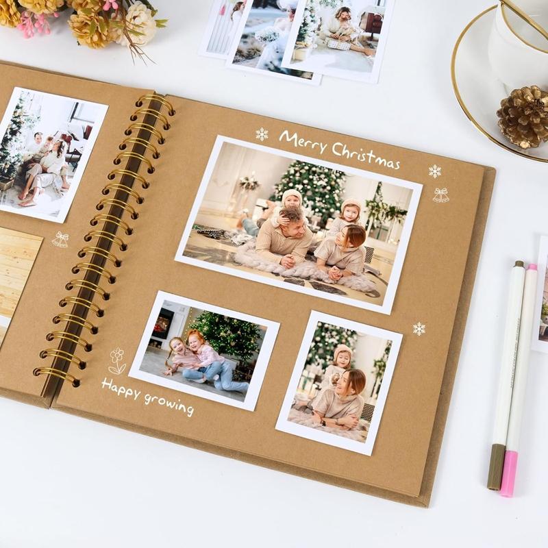 Travel Scrapbook Album ,40 Page DIY Spiral Memory Book(8 x 8 Inch) ,Photo lay flat book for Photo Journaling Anniversary Wedding Gifts Family Gifts