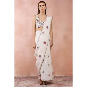 Offwhite gulbagh choli and stitched saree