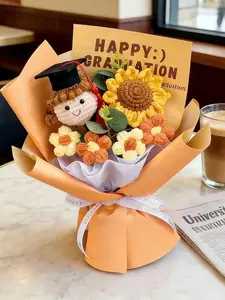 Graduation Crochet Flower Bouquet 2026 – Handmade Sunflower Gift with Graduate Doll, Cute Graduation Gift for Her, Class of 2026 Keepsake