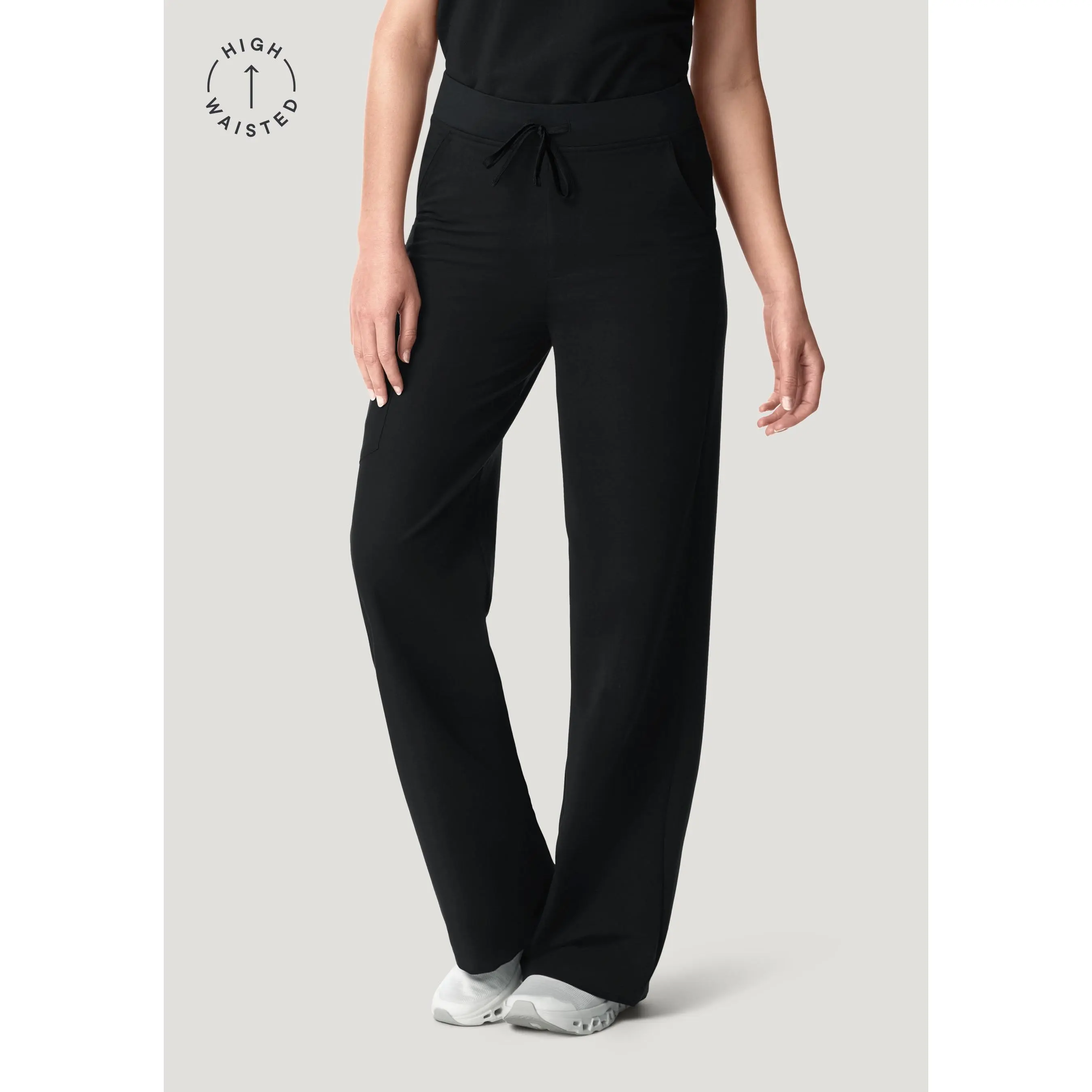 Women's High-Waisted Wide-Leg Black Jeans, Soft Breathable Fabric Bottom Pants