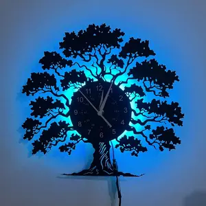 Colorful vinyl wall clock, tree-shaped artistic wall clock, suitable for home decoration, office decoration, hotel decoration, classroom decoration, holiday gifts, birthday gifts, graduation gifts, tabletop ornaments