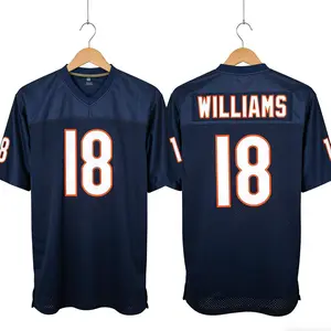 Men's Football Jersey #18 Dark Blue, Embroidered Letters & Numbers, Mesh Breathable Fabric, Ideal for Football Fans