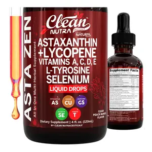 Clean Nutra Astaxanthin, Lycopene, Vitamins A C D3 E, Selenium, & Gotu Kola for Skin Health & Antioxidant Support Liquid Drops – Asta Zen