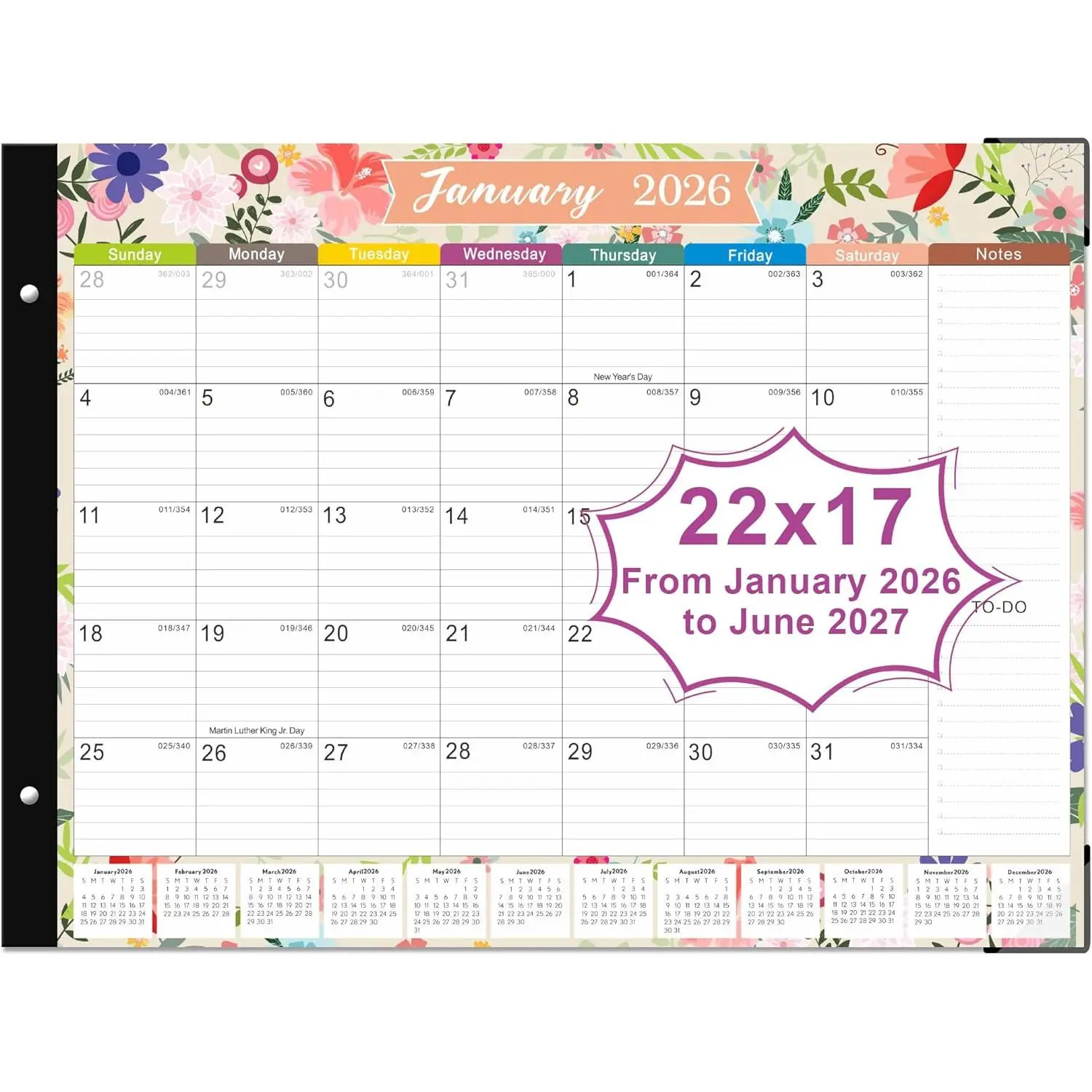 Desk Calendar 2026-2027 22" x 17" Large Desktop Calendar 18 Mouths From January 2026 to June 2027 for Planning and Organizing Office or Home