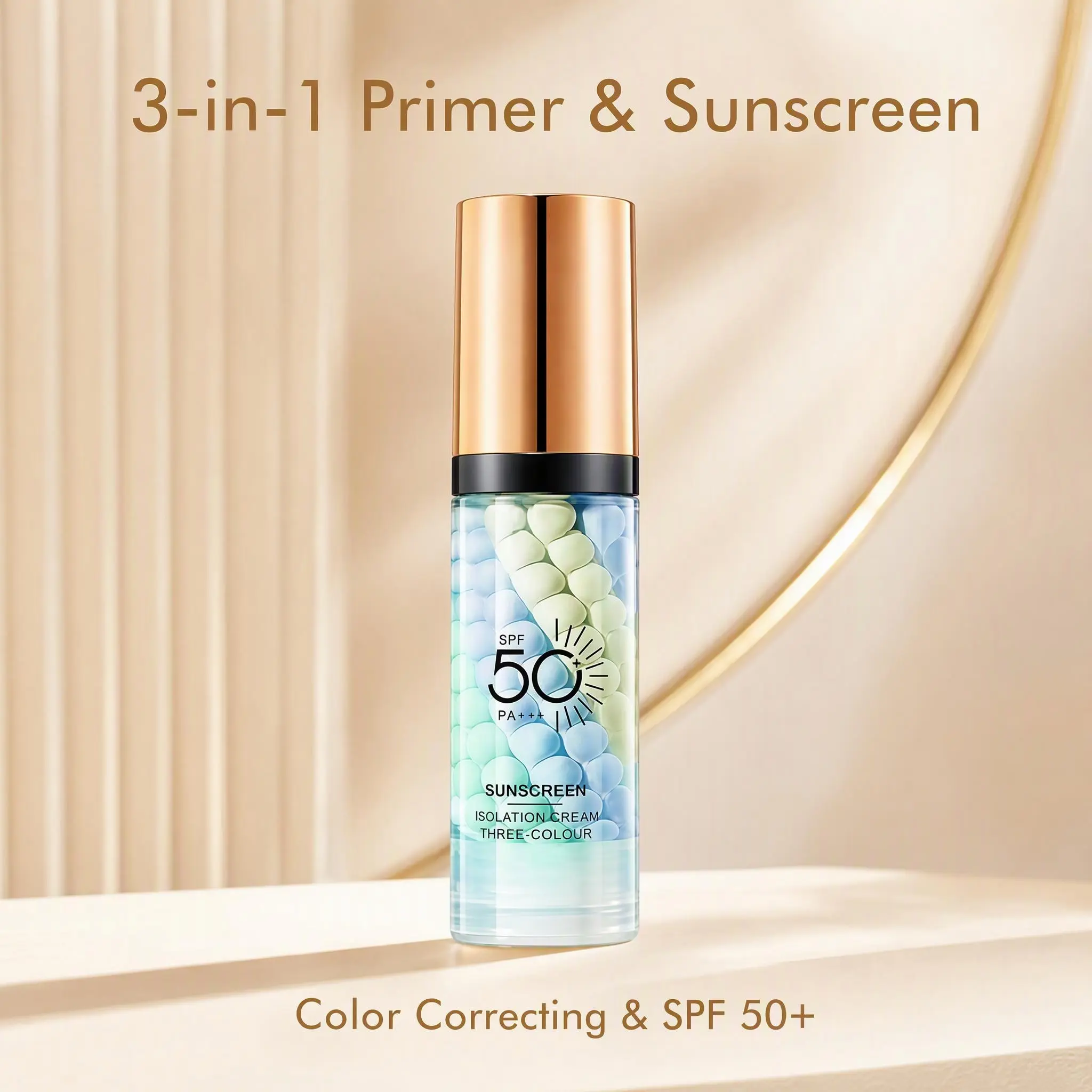 2026 New 3-In-1 Facial Sun Cream  - Sunscreen Protector, Broad Spectrum Sun Protection Concealer & Foundation, Contains Both, Hydrating, Oil Control, Waterproof, Sweatproof, Color Correcting, Even Skin Tone, Natural Look, SPF Formula, All Skin Types