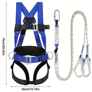Full-Body Safety Harness Kit - Premium Roofing Fall Protection with Shock-Absorbing Lanyard, Ergonomic Comfort Waist Pad, and Enhanced Durability for Maximum Security abseil