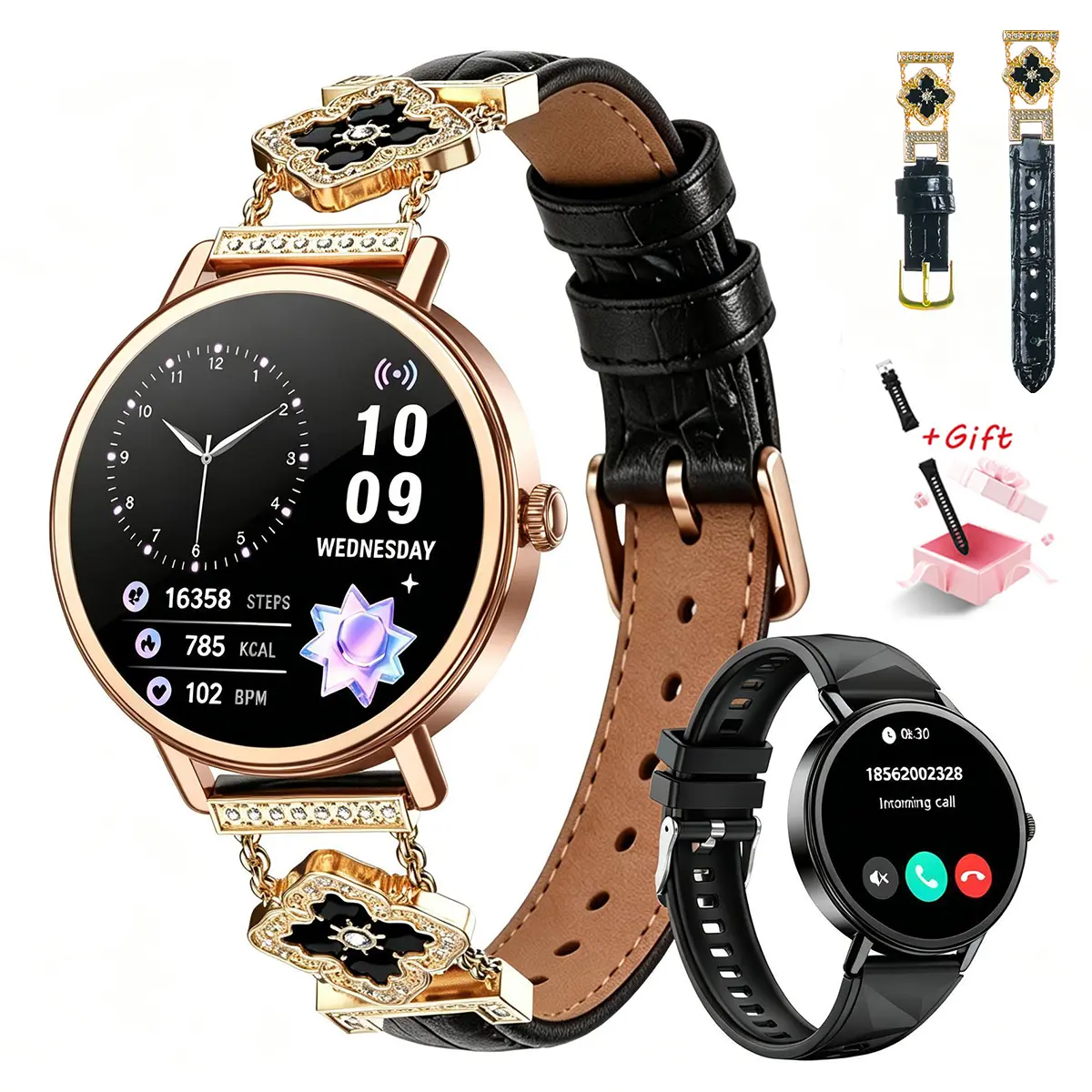 Women's Stylish Wearable Smart Watch - Wireless Bluetooth Calling, Heart Rate & Sleep Monitor, 100+ Sports Modes, DIY Watch Faces, LCD Screen, Waterproof Fitness Tracker, Compatible with iPhone & Android, Ideal Gift for Loved Ones