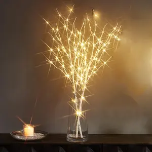 Artificial Birch Branch LED Light Battery-Powered, Warmth-Enhancing Decorative Branch for Home Bedroom Fireplace Festival Decoration