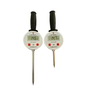 Plug-in digital display thermometer, digital thermometer probe for measuring soil temperature, grain, fertilizer, hay bales, and wine lees temperature