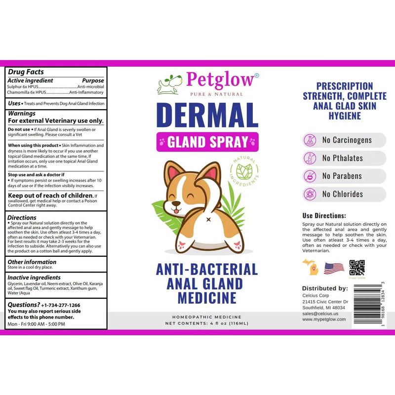 Petglow Dog Anal Gland Infection Treatment - Hygiene Spray, 4 fl oz