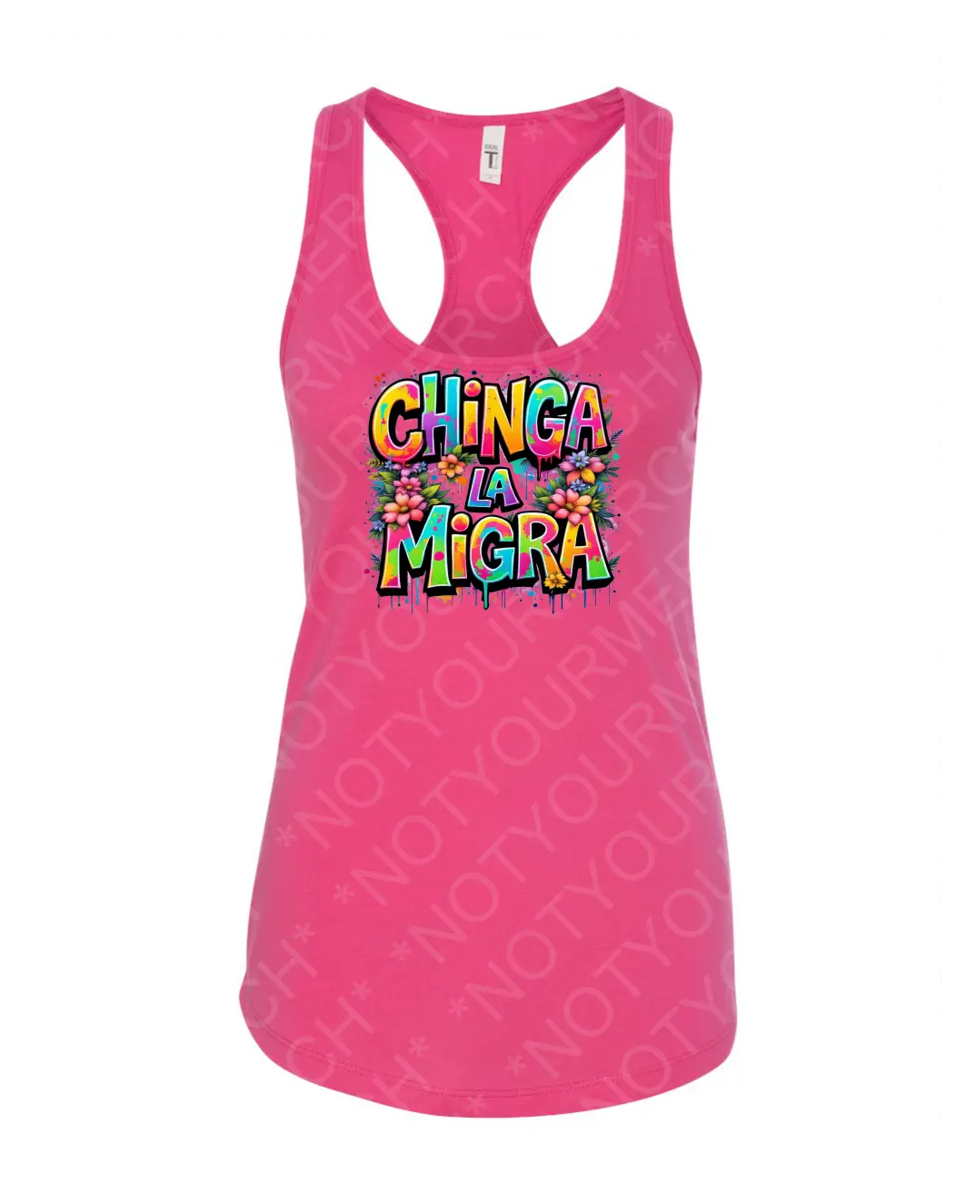 Chinga La Migra Tank Top | Graffiti Protest Graphic | Anti-ICE Statement Tank | Latinx Pride | Relaxed Fit Womenswear Clear