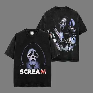 Ghostface - Scream Horror Movie Premium Acid Wash 100% Cotton T-Shirt, Ghostface Costume, Halloween Costume, Ghostface Outfit, Slasher Shirt, Halloween Horror Movie Shirt, Horror Fan Gift