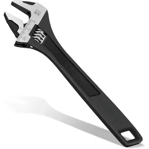 6 inch Adjustable Wrench Extra Wide Jaw Black Finish Adjustable Wrenches Drop-Forged CR-V Steel Metric & SAE Scales for  Garage Workshop DIY