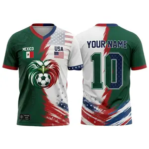 Custom Half USA Half Mexico Soccer Jersey, Personalized Binational Football Top, Split United States Mexico Football Shirt, Game Day Jersey