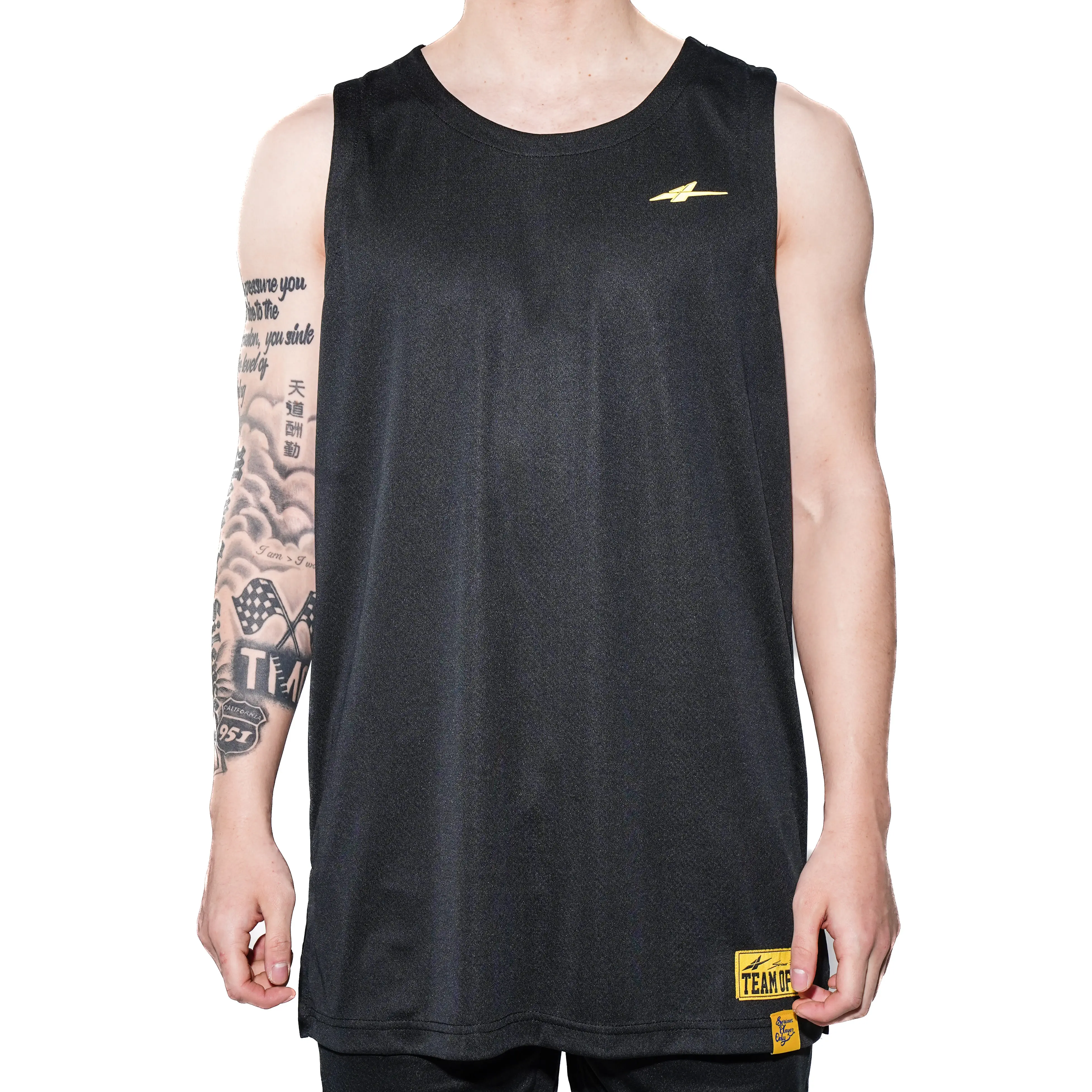 SPO Pro DryLite Tank Top, Lightweight, Moisture-Wicking, Men's Athletic Training Jersey for Sports Training Basketball Gym, Black & White, BackToSchool