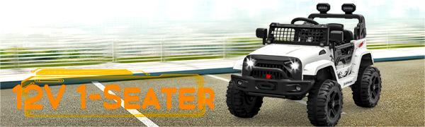 GARVEE 12V Ride-On Truck Car with Remote Control, Spring Suspension, LED Lights, Bluetooth, and Dual Speed Options - Available in Blue and Black for Young Drivers