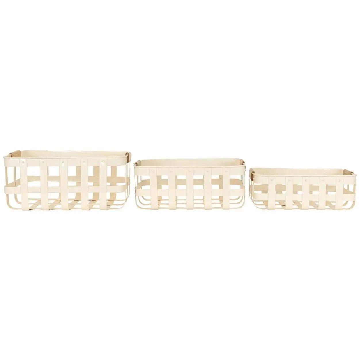 Foreside Home & Garden Set of 3 White Metal Kitchen Baskets