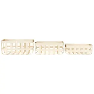Foreside Home & Garden Set of 3 White Metal Kitchen Baskets