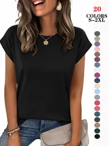2026 Women's Interview Outfit Top Casual Basic Cap Sleeve T-Shirt Elegant Business Office Summer Top For Daily Commute Meeting Brunch Travel Vacation Weekend Getaway Womenswear