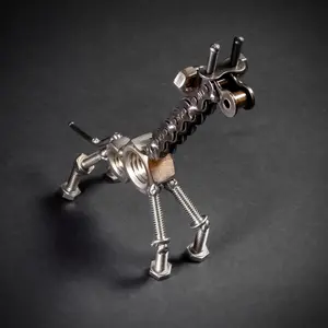 Scrap Metal Giraffe Figurine, Steel Giraffe, Nuts and Bolts Baby Giraffe Sculpture