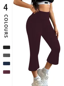 Women's Waisted Capri Pants, Soft Tummy Control Flare Leggings, No-See-Through Workout & Yoga Leggings, Athletic Wear for Women, Flared Leggings, Women Workout Clothes