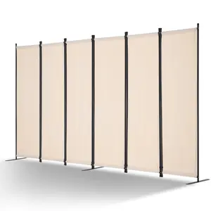 【FathersDayGift】VEVOR Room Divider, 6 Panel Room Divider, Folding Privacy Screen and Portable Partition Divider for Room Separation, Freestanding Room Partitions for Office, Bedroom, Study, Beige