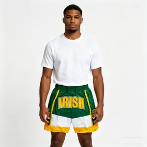 2026 Men’s/Women’s Basketball Shorts for High School IRISH,23, four pockets, large logo, stitched embroidery, drawstring elastic waistband, mesh lining, moisture-wicking and breathable, beach shorts, green, plus size