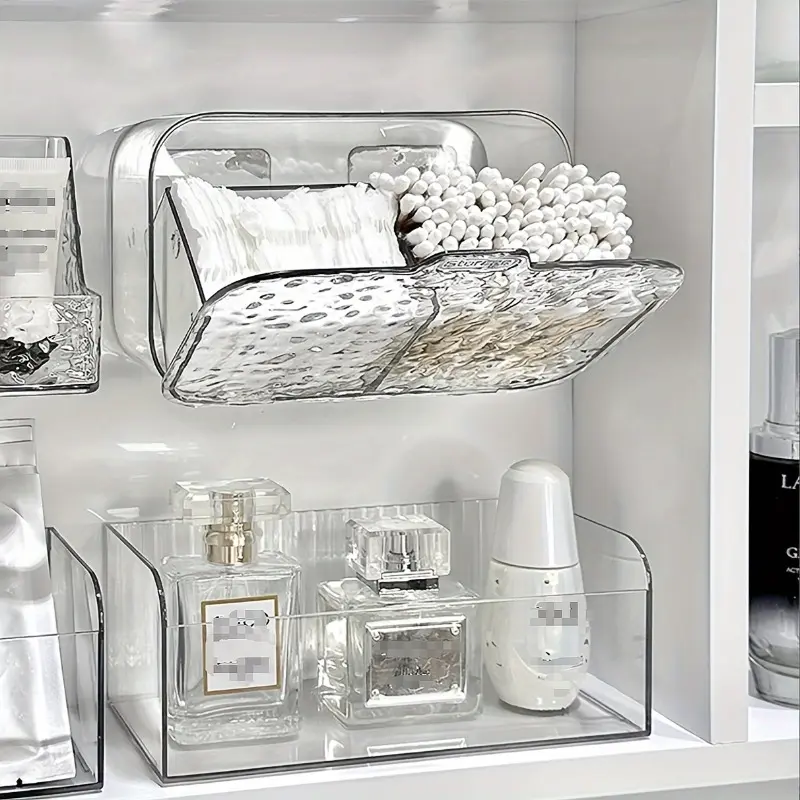 Easy to install wall-mounted bathroom organizer without drilling | Pull-out storage for cosmetics, perfumes, and lipsticks, Bathroom Organizing Accessories, bathroom trays, bathroom trays