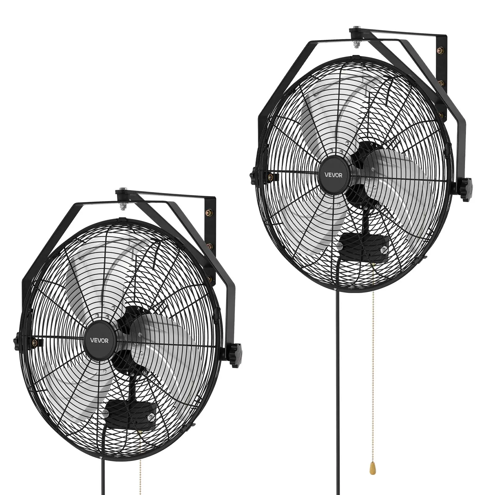 【Summerfinds】VEVOR 2-Pack 18in Sturdy Wall-Mount Fan, IP44 Waterproof, Multi-Speed Control, Adjustable Rotation Angle, 2850 CFM Flow, 29.5Ft/9M Airflow Distance for Industrial Garage, Workshop Use