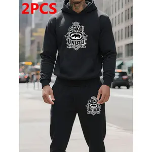 ECKO UNLTD Graphic Long Sleeve Sweatshirt - Black Casual Pullover for Outdoor, Training & Casual Attire, Sweater Hoodie, Hiking Apparel, Sporty Design, Durable Fabric Knit Man Menswear Polyester Print Set Stretch Tops Activewear Athletic Rhino Sportswear
