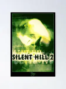 Silent Hill 2 PS2 Original Green Cover Neon Box Art Poster - Unframed, Bordered Card Stock Print, Customizable Size, Home Decor Products for Room Wall Decoration